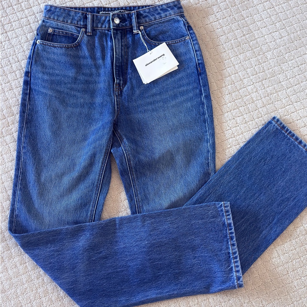New Alexander Wang Deep Blue Straight Leg Jeans